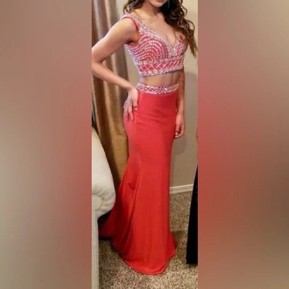Mori Lee Dresses | Two Piece Prom Dress. Size 4. Worn Only Once. | Color: Orange | Size: 4 | Divaschultz's Closet